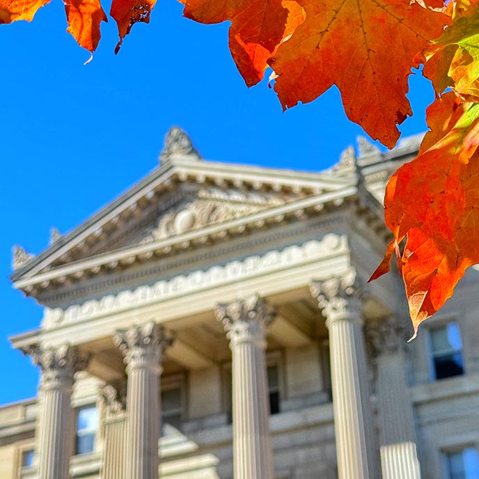 The columns of Beardshear Hall.